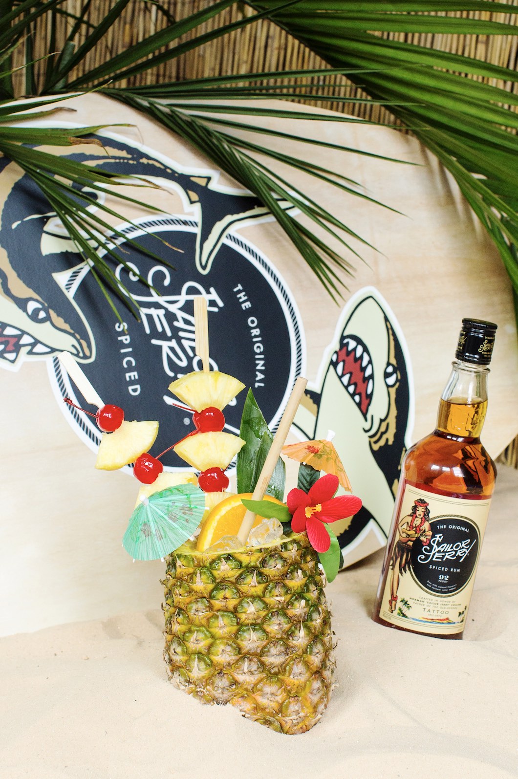 An image of a Sailor Jerry Spiced Rum Piña Colada.