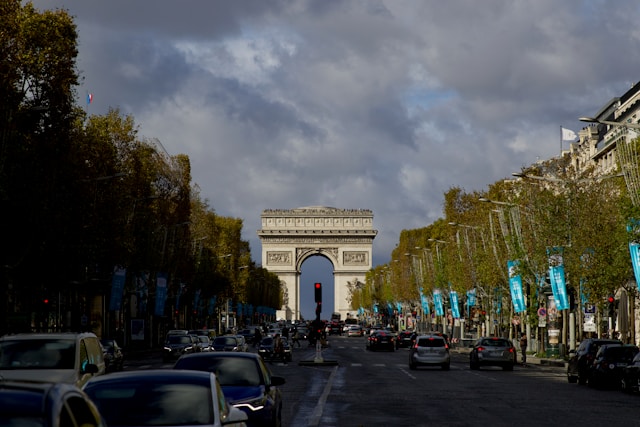 An image of the Champs Elysees  in Paris.