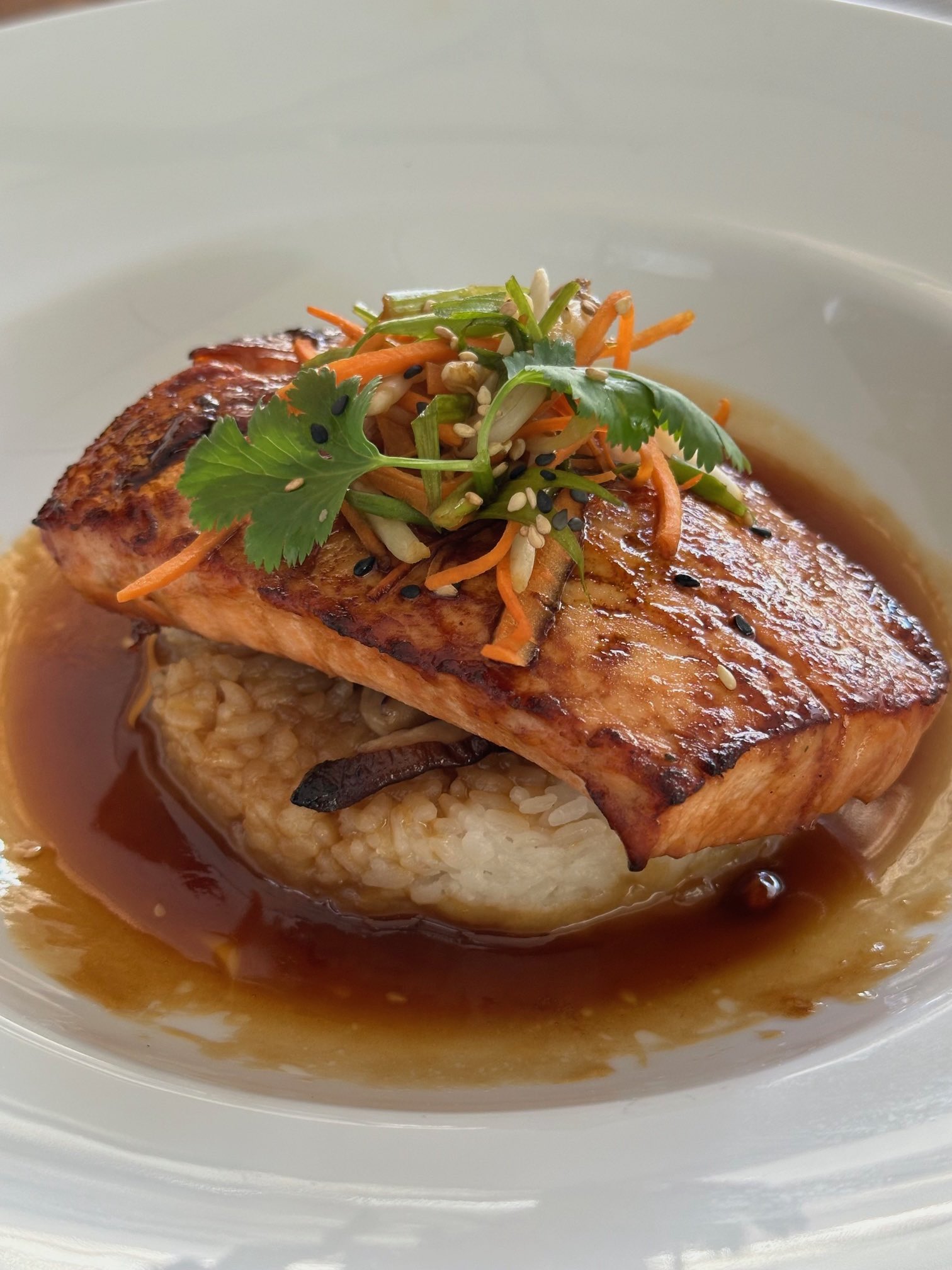 An image of the Teriyaki Salmon from Ocean Prime.