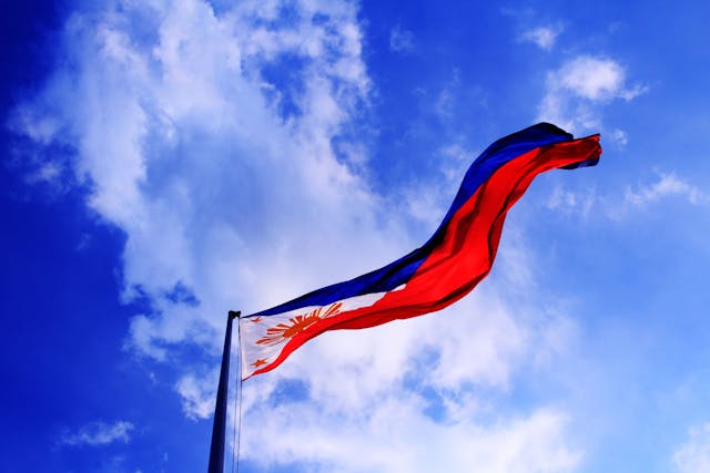 An image of the flag of the Philippines.