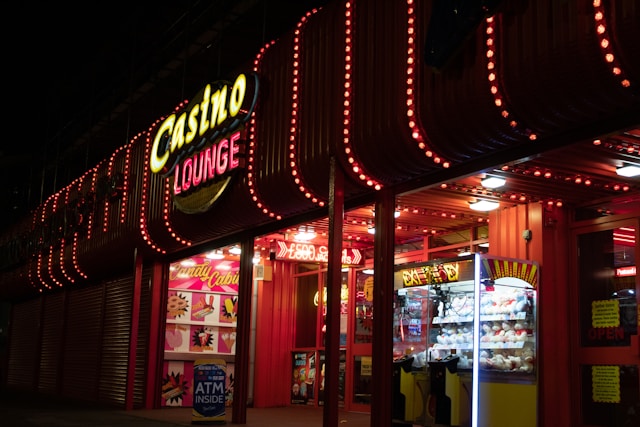 An image of a sign saying casino lounge.