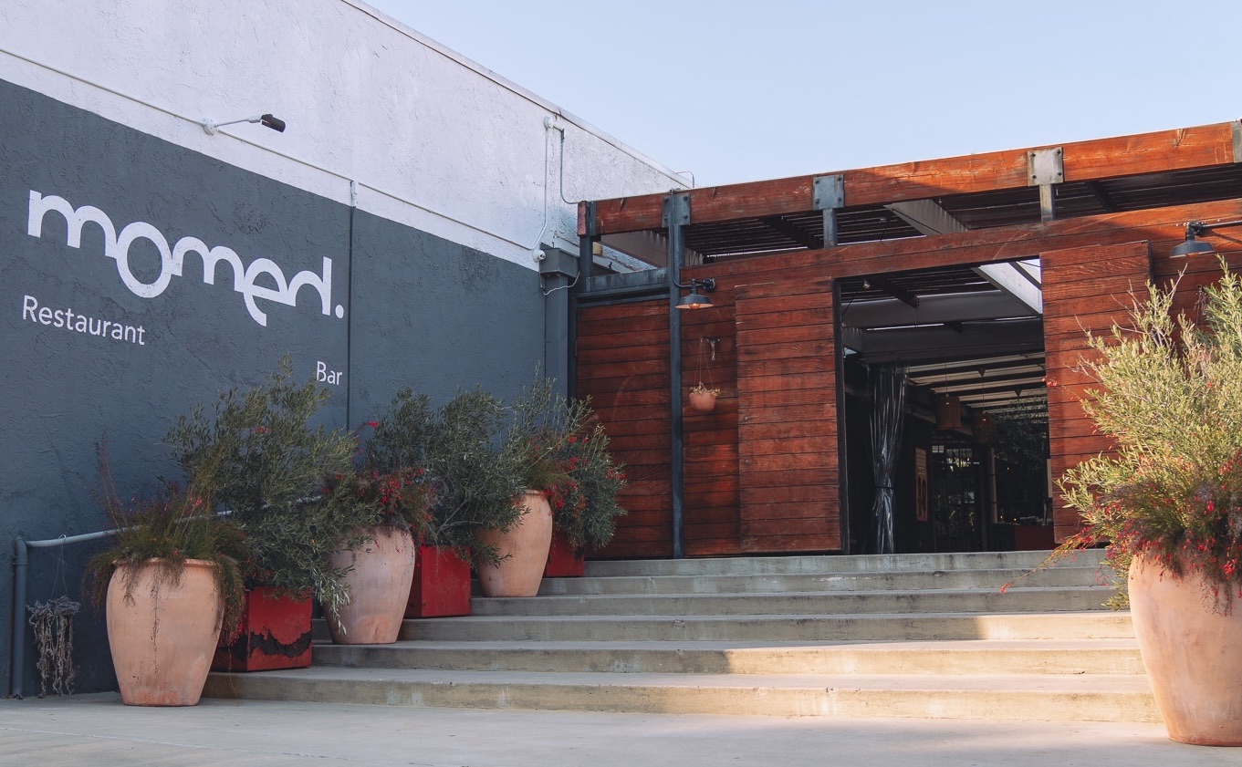 An image of the outside sign at Momed in Atwater Village.