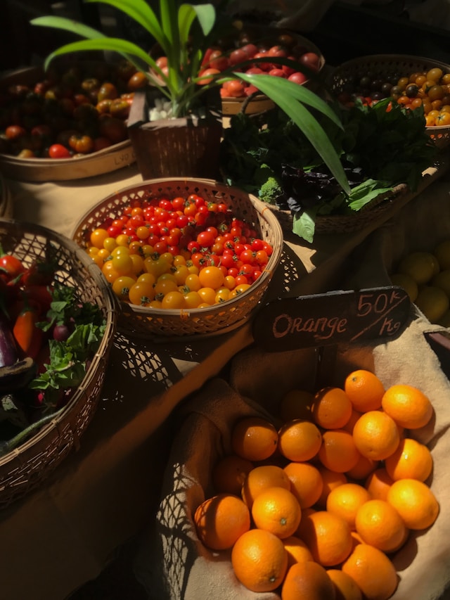 An image of fresh fruits and veggies.