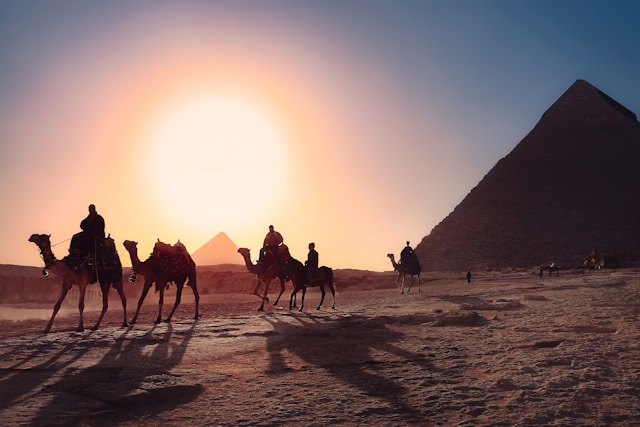 An image of the Great Pyramids of Egypt.