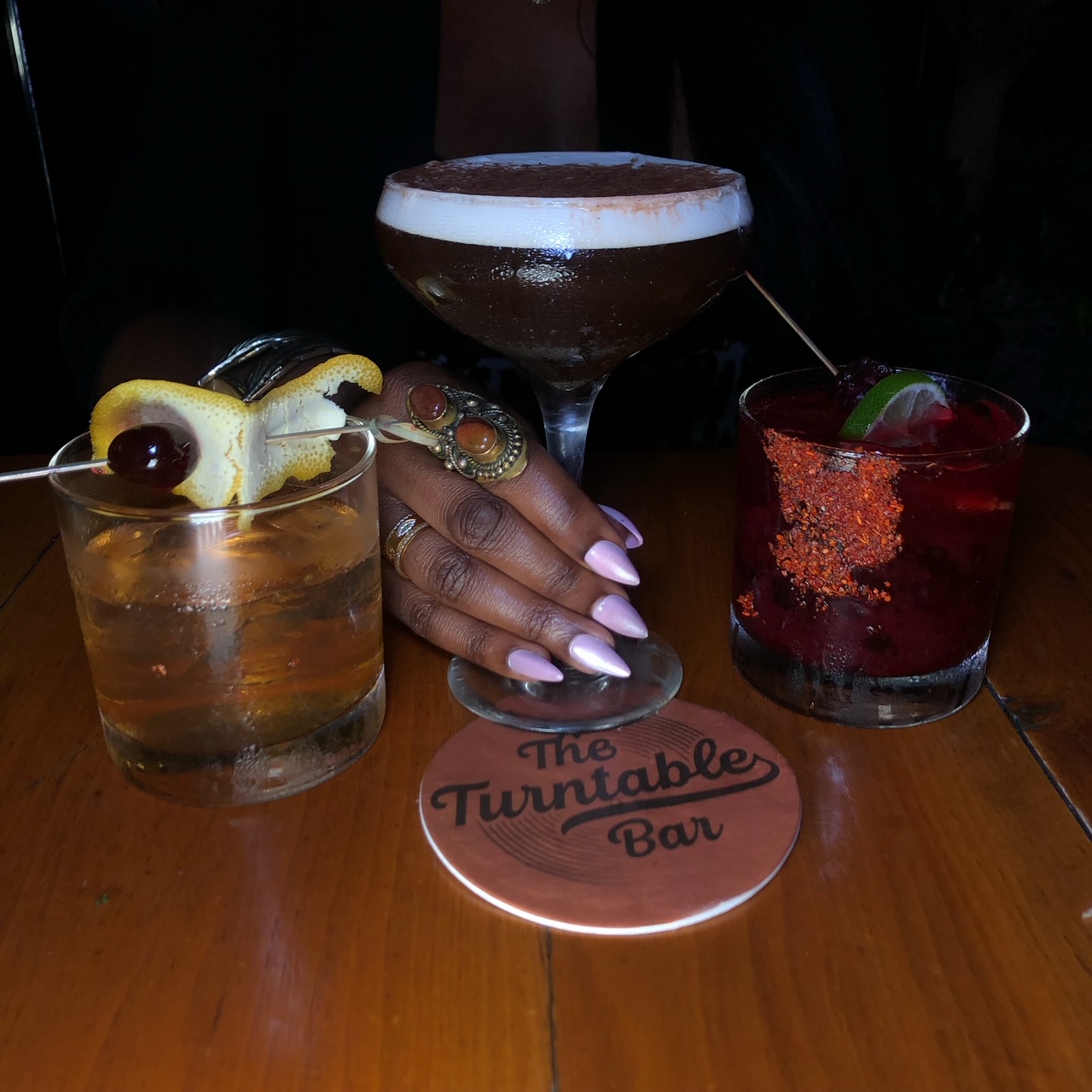 An image of three cocktails at the new Turntable Bar.