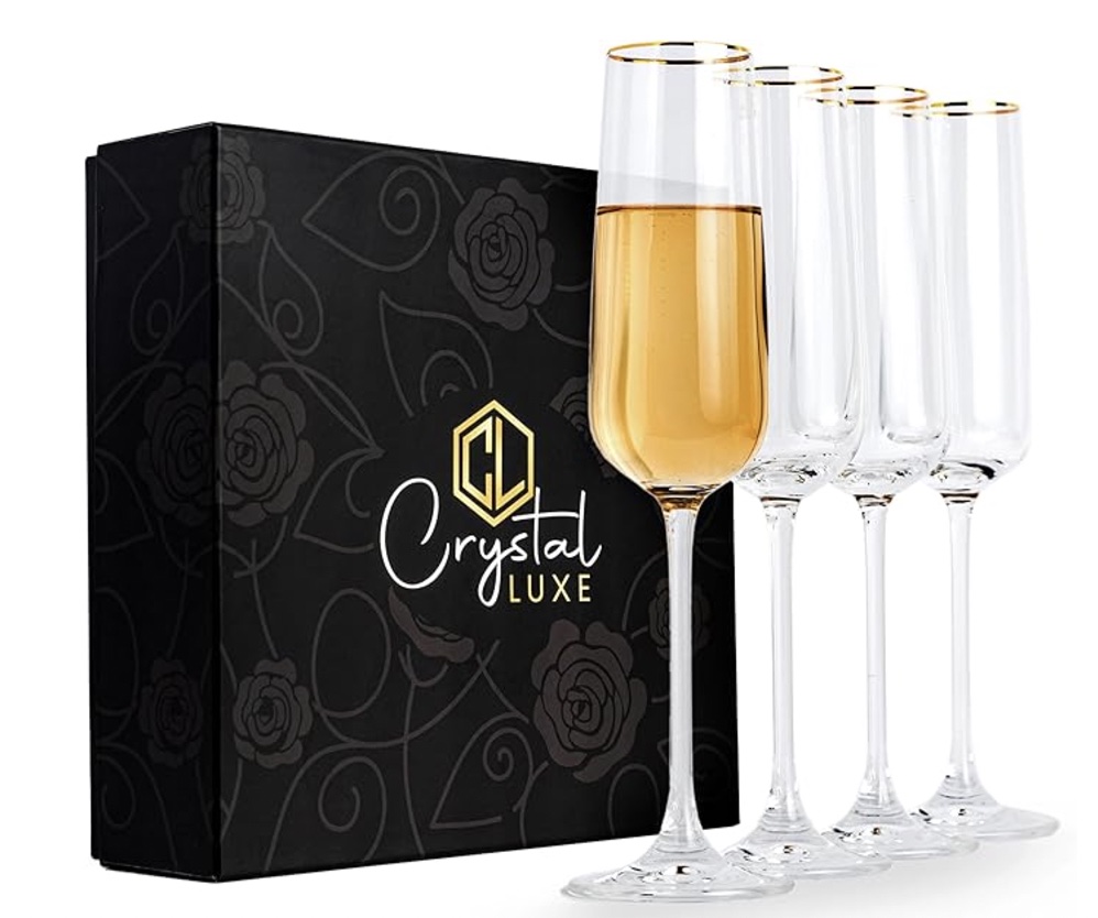 An image of 4 champagne flutes.