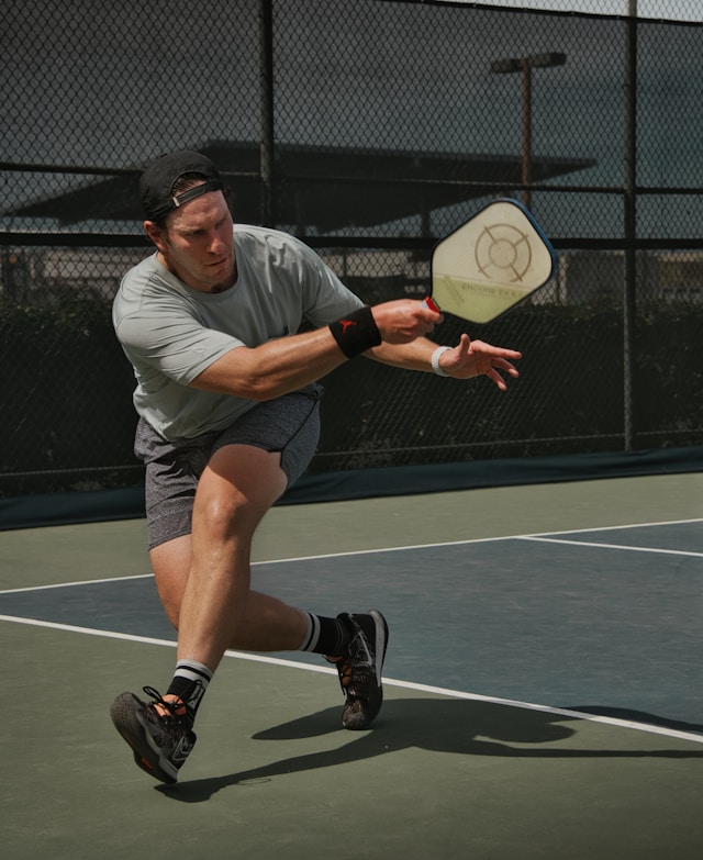 An image of a man playing pickleball.