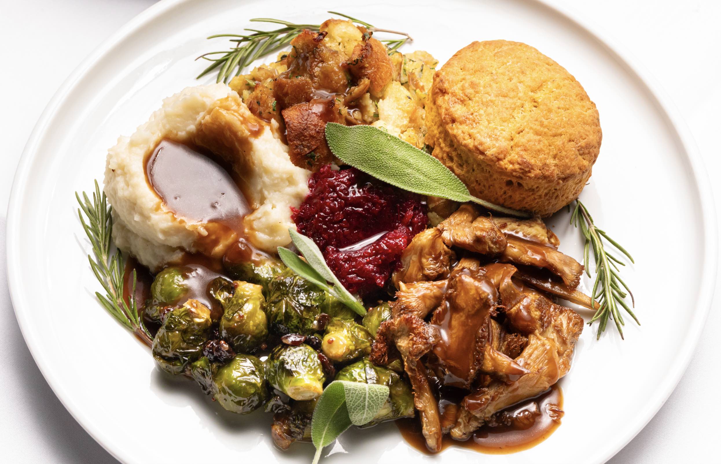 An image of a happy Thanksgiving meal from Crossroads. 