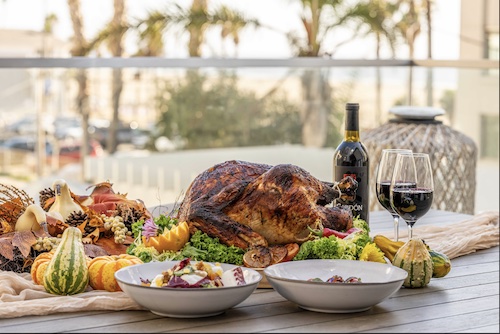 An image of the happy Thanksgiving spread at Marelle.