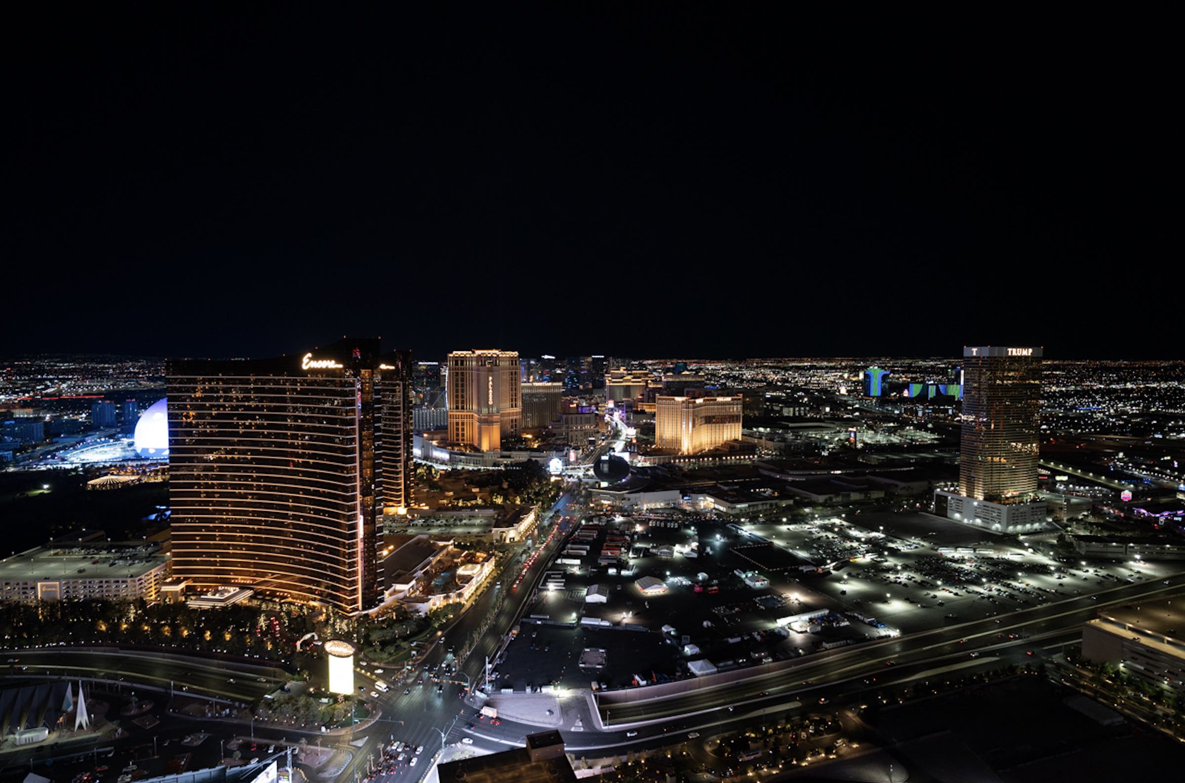 An image of the Strip from Allē Lounge.