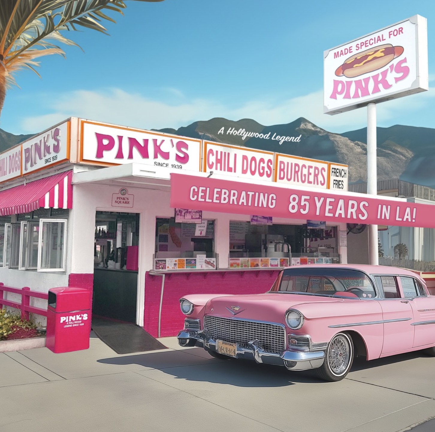 An image of the Pink's Hot Dogs stand.