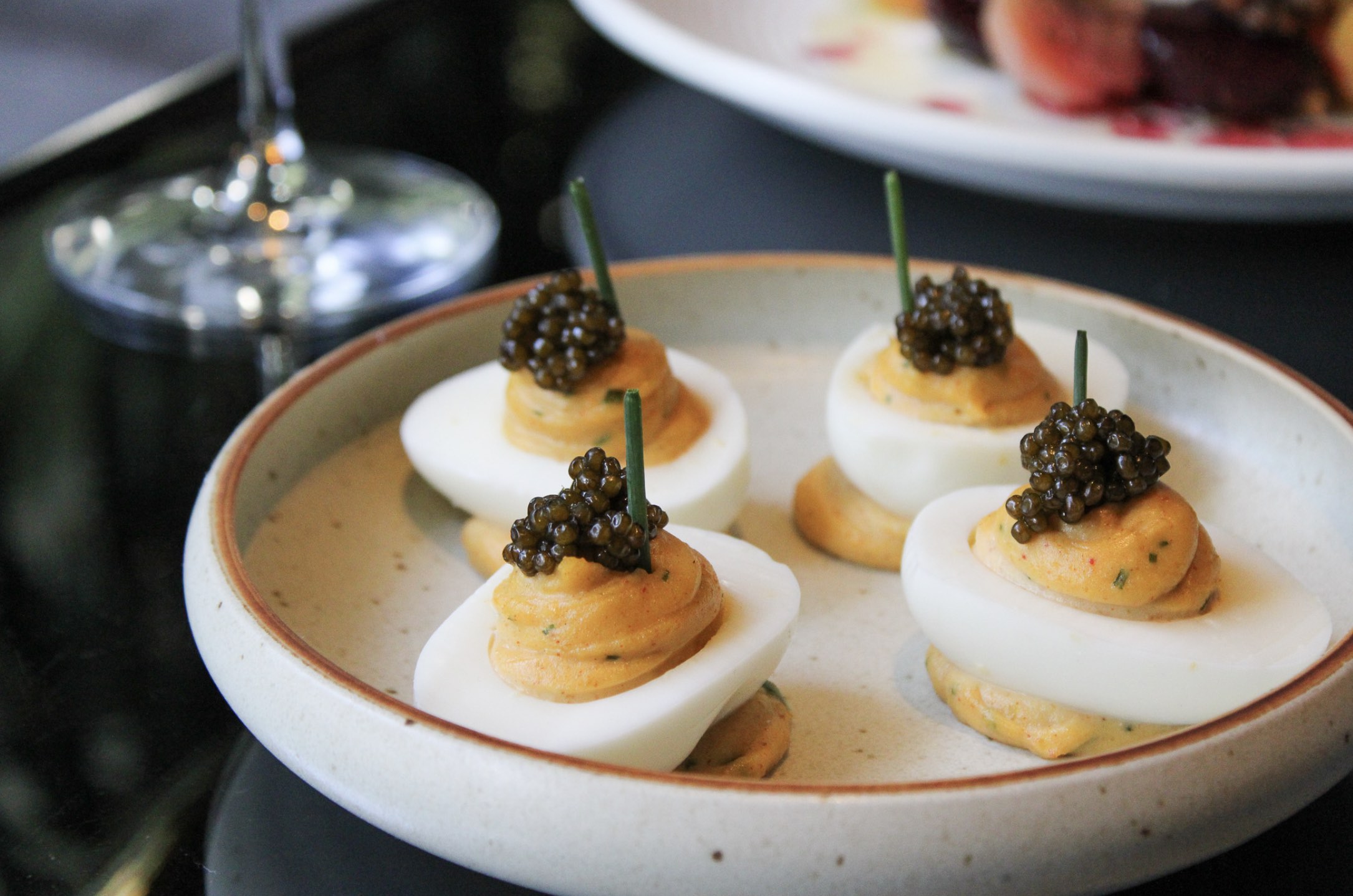 An image of Deviled Eggs with Kaluga Caviar 35.