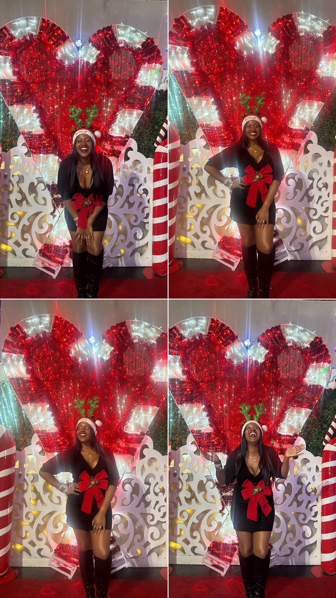 An image with 4 images of lifestyle blogger Ariel at Frosty's Christmas pop-up bar.