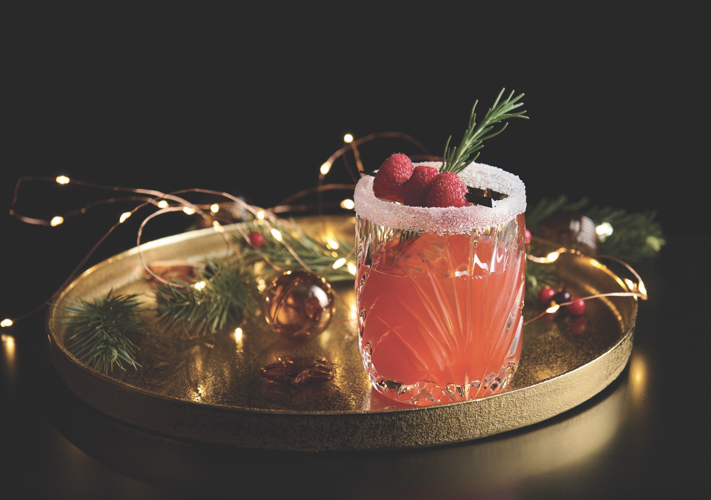 An image of the Under The Mistletoe holiday cocktail at Mastro's.