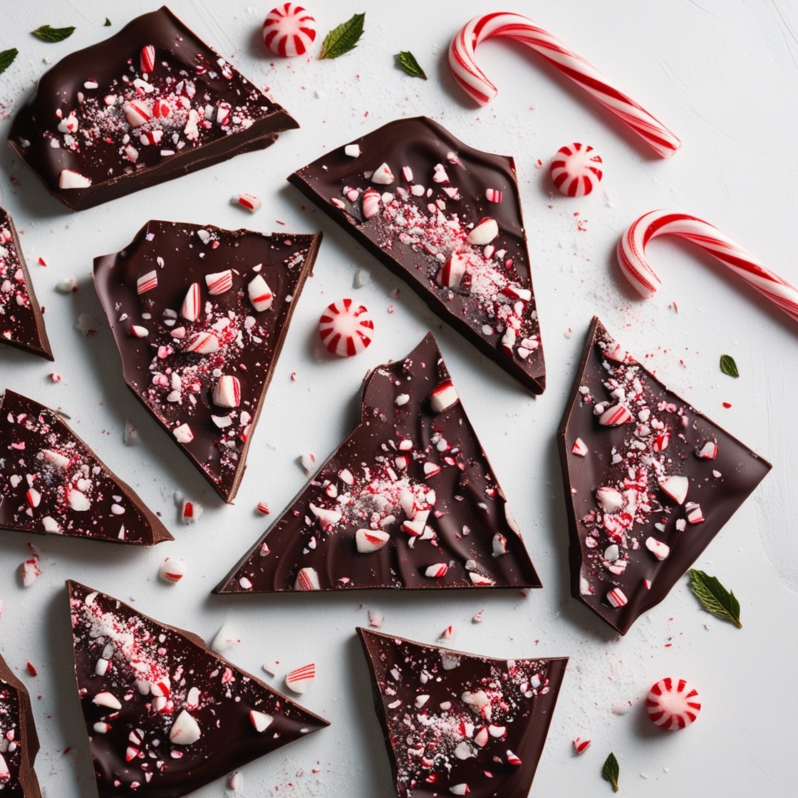 An image of Chocolate Peppermint Bark. Happy Holidays.