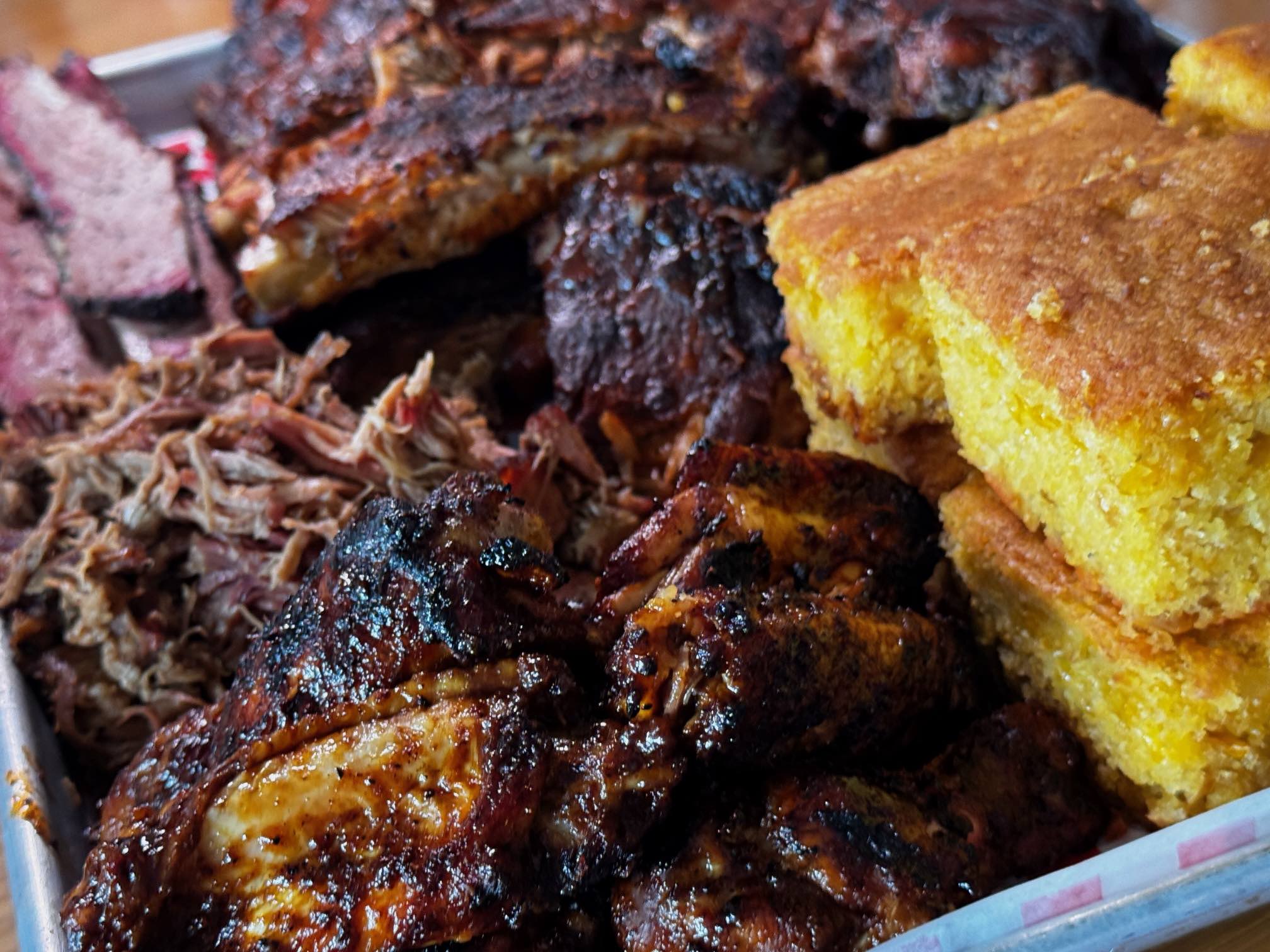 An image of Baby Blues ribs and cornbread.