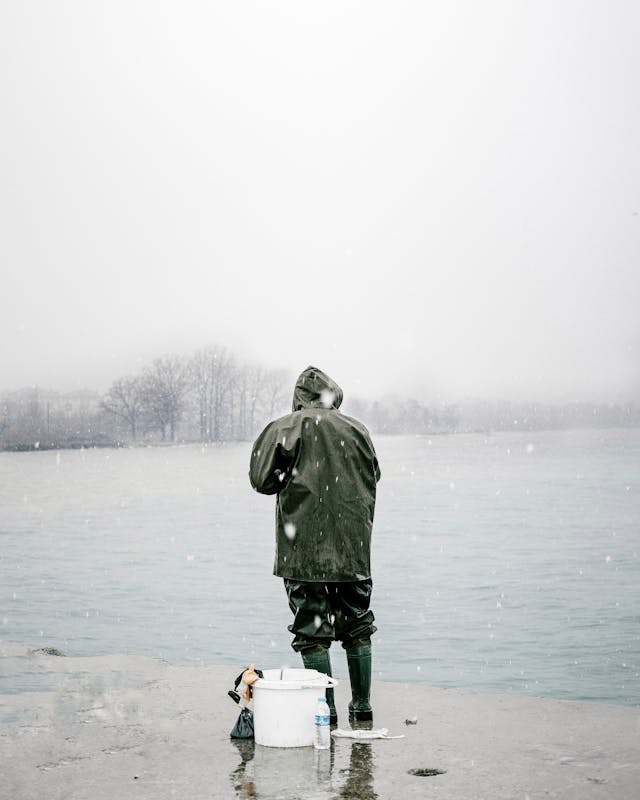 An image of someone cold-weather fishing.