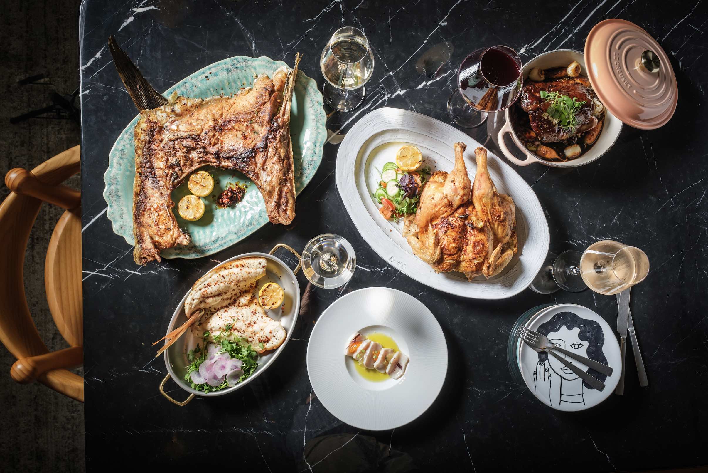 An image of the food spread at Ever Bar at Kimpton Everly Hollywood. 