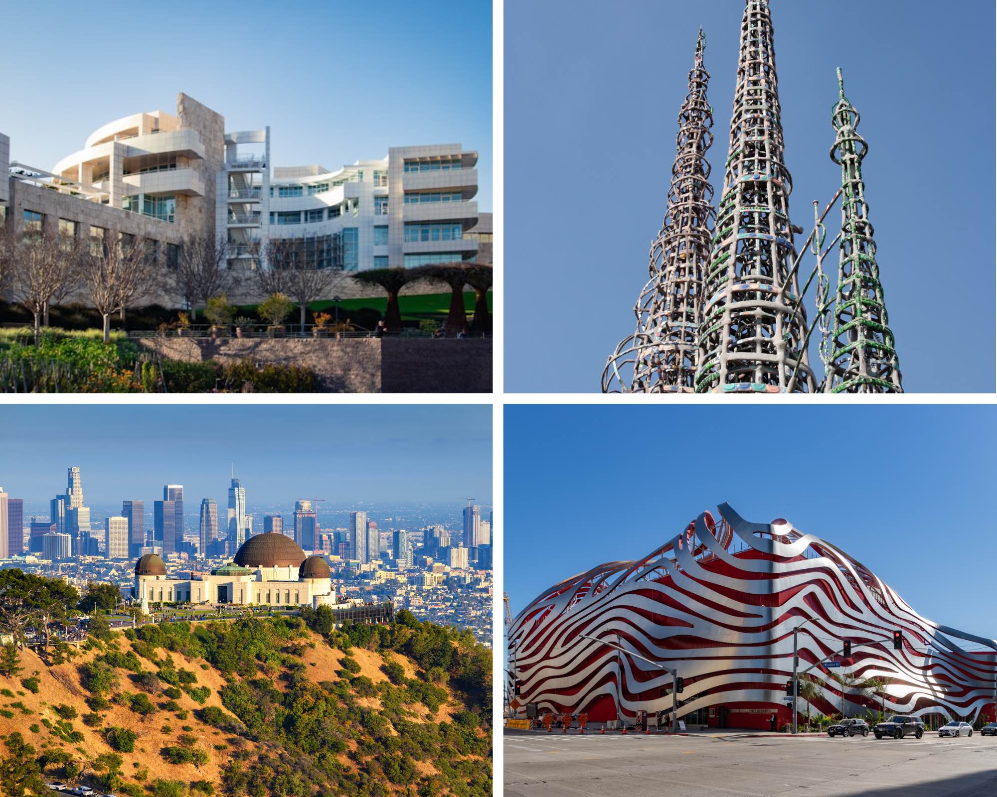 An image of 4 images of museums in LA.