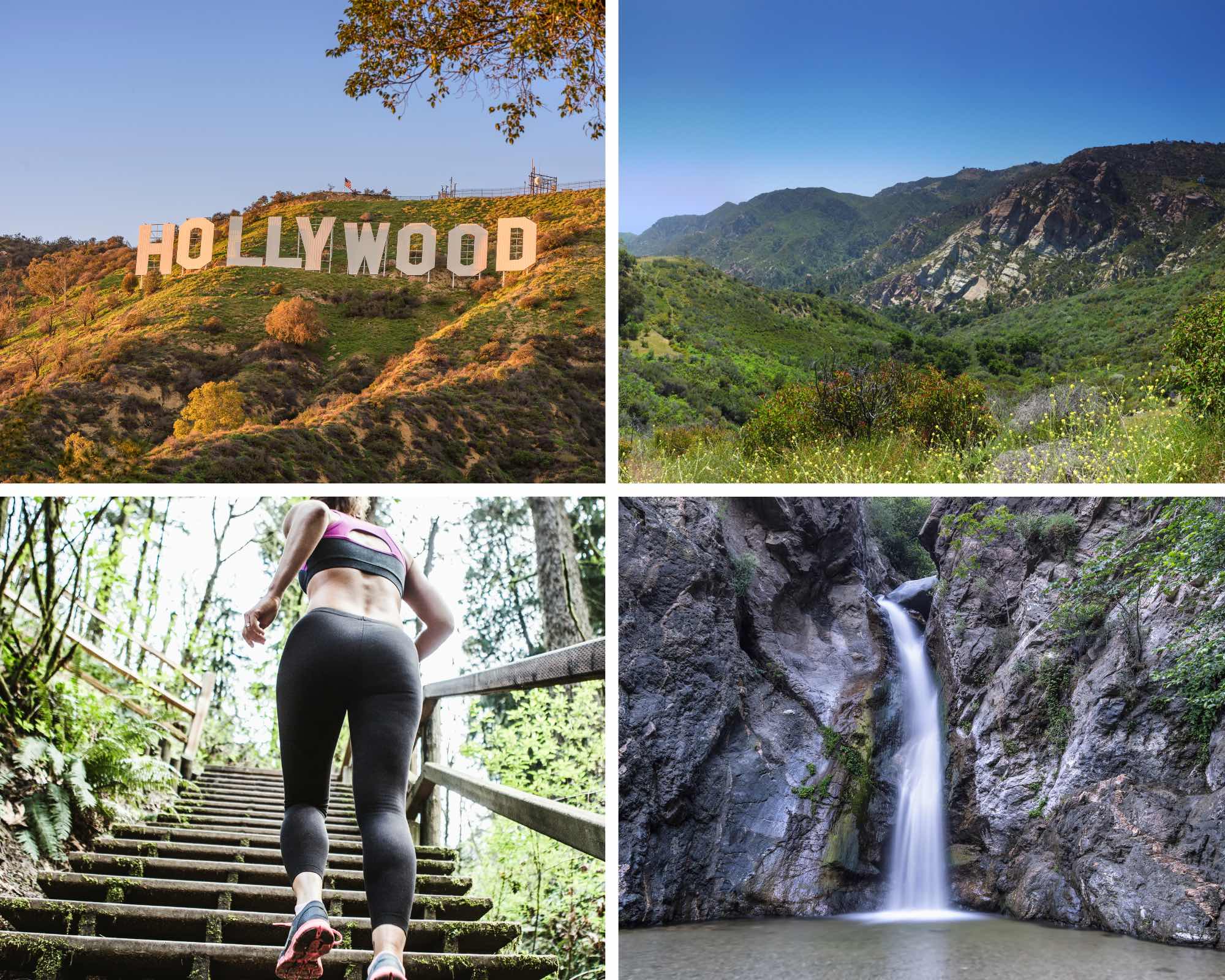 An image of four images of people hiking in LA.