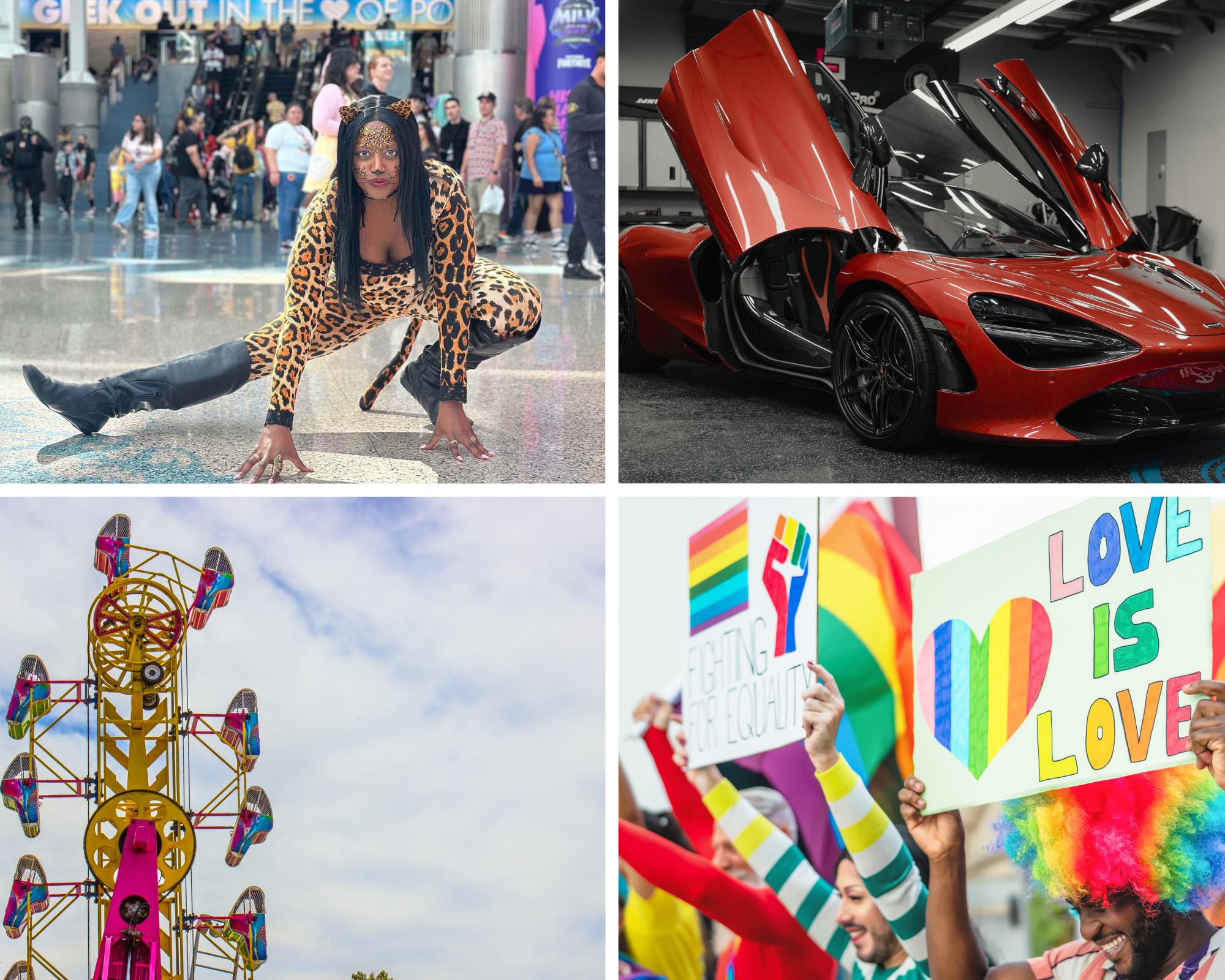 An image of 4 images of seasonal activities in LA.