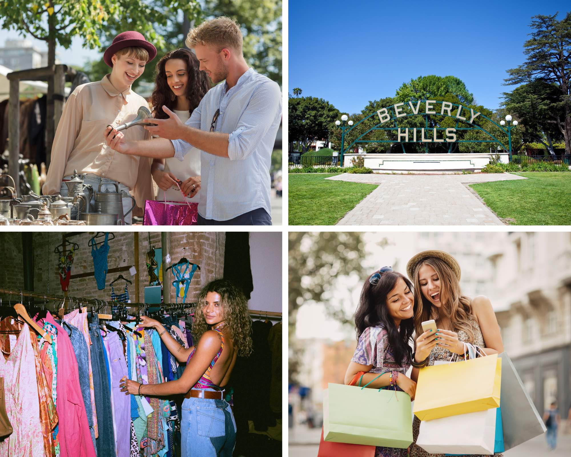 An image of 4 images of people shopping.