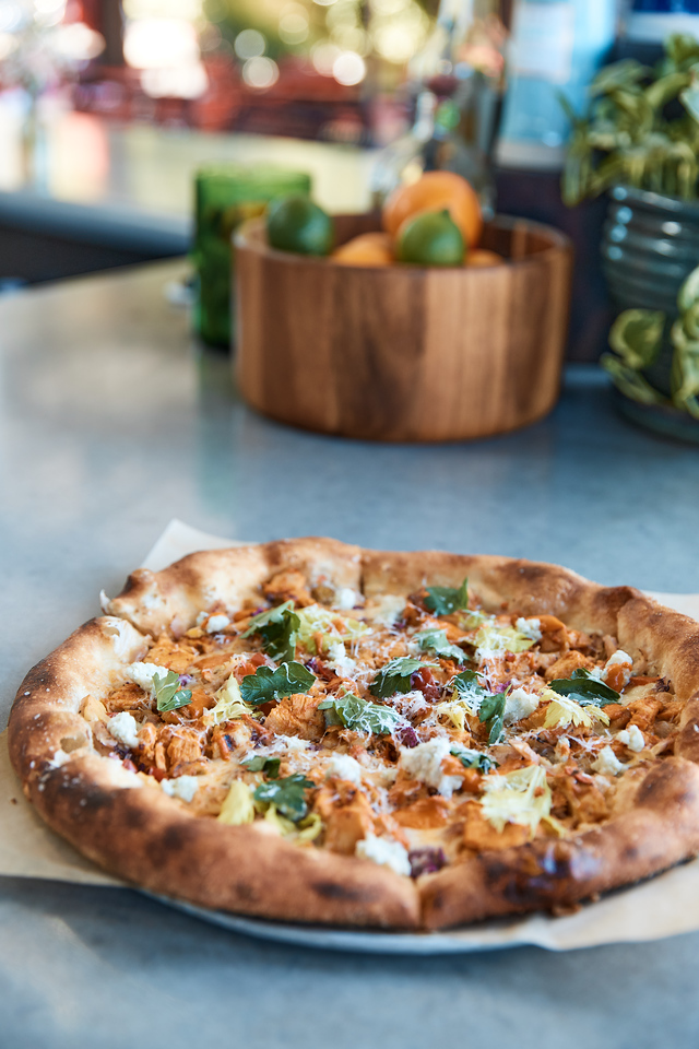 An image of the North Italia Super Bowl Sunday game day Calabrian Buffalo Chicken Pizza.