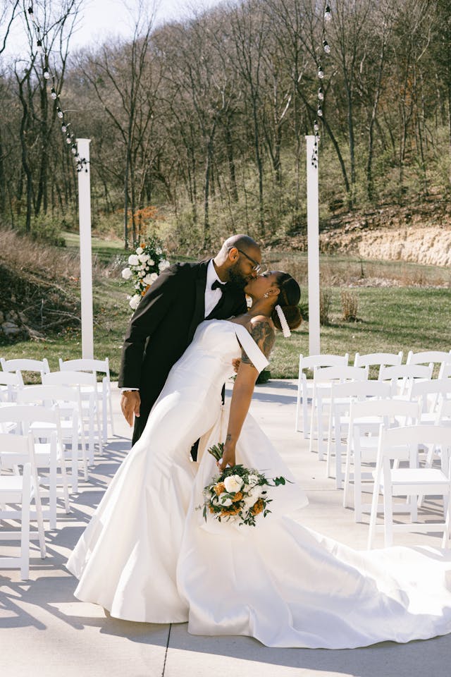 An image of a bride and groom on their wedding day.