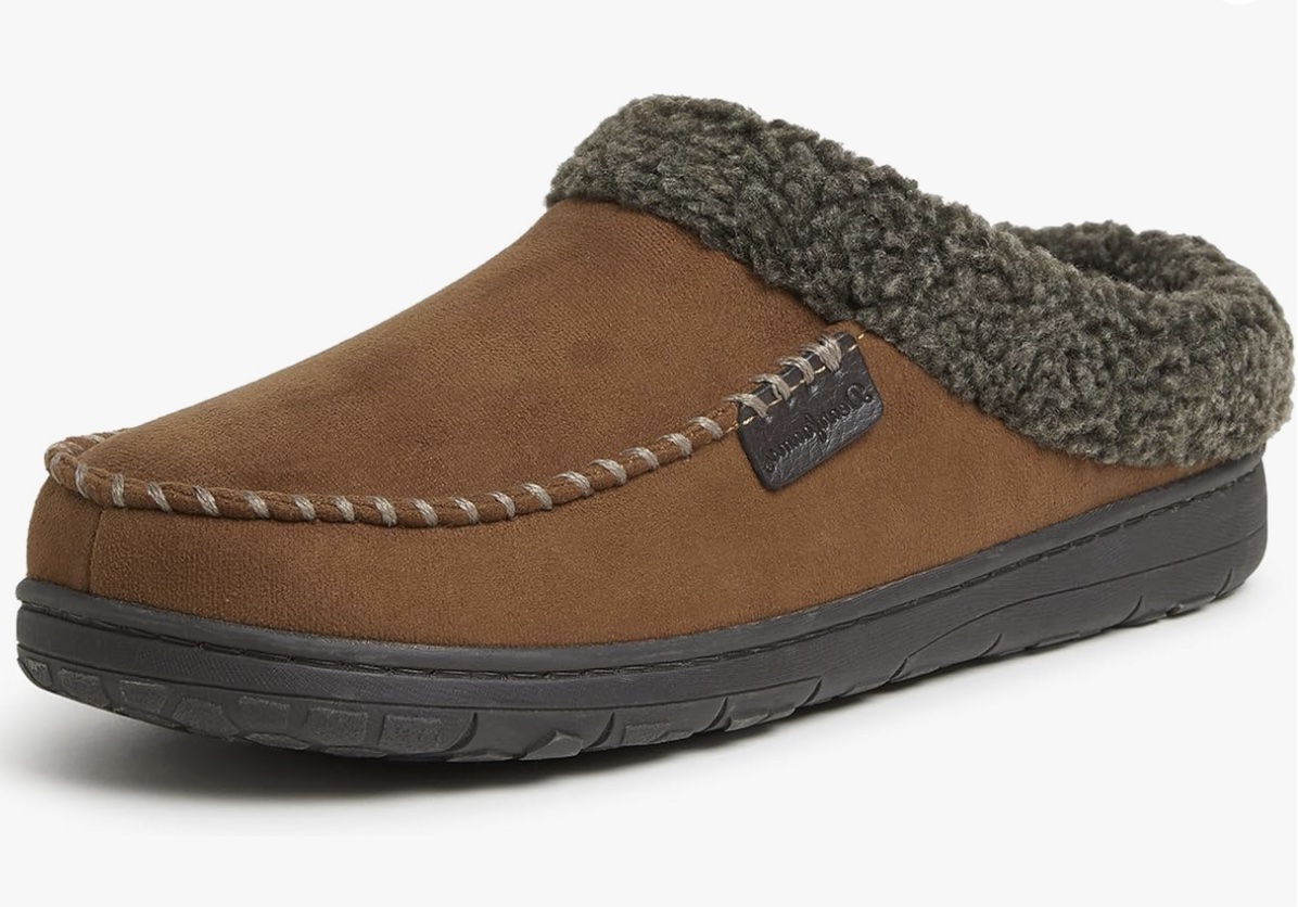 An image of cozy male slippers.