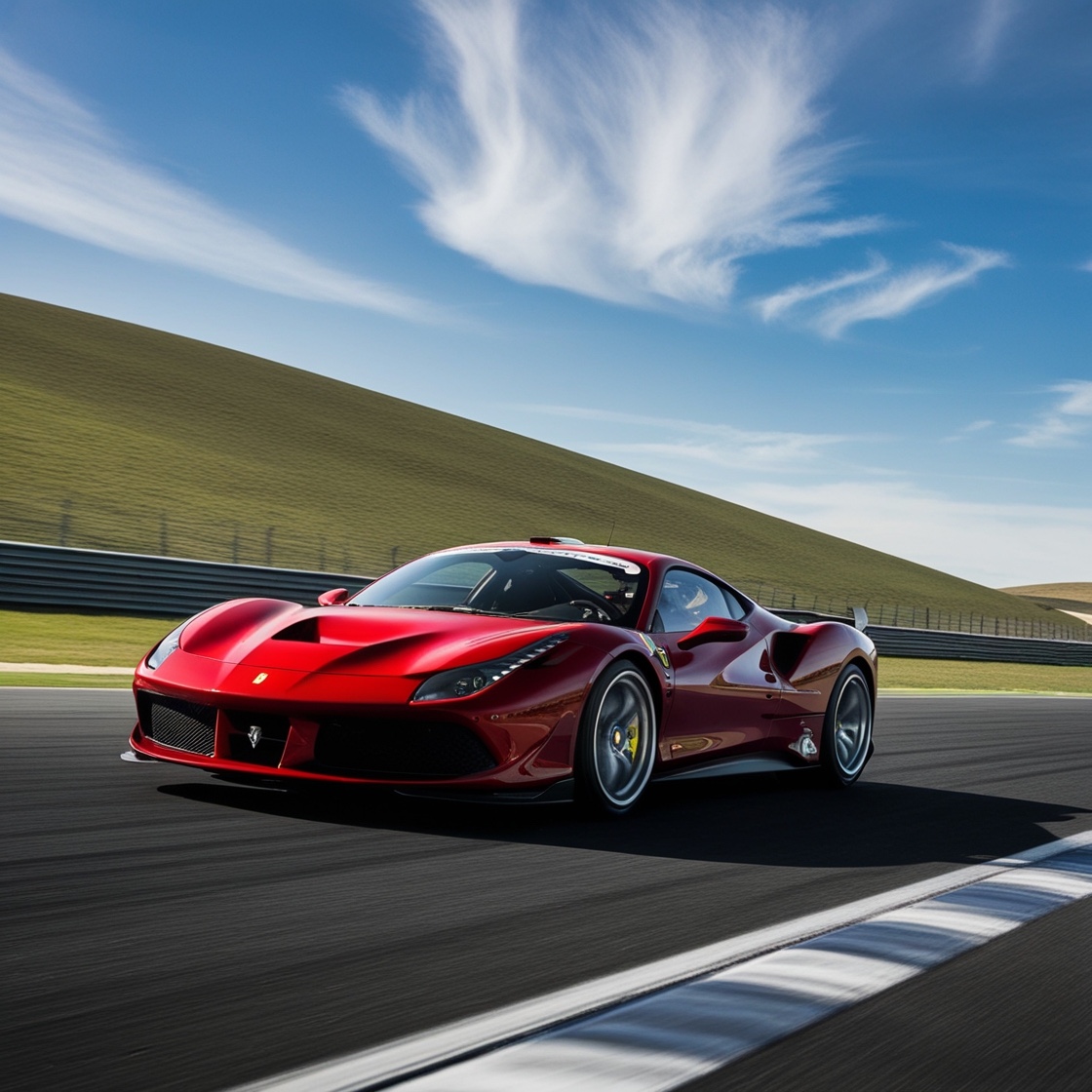 An image of a supercar on a racetrack.