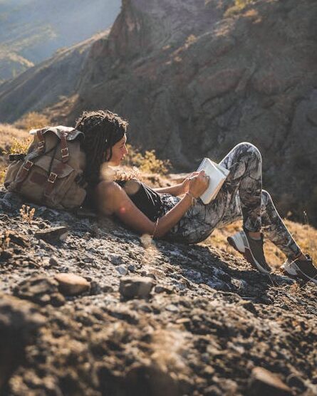 An image of someone journaling at Joshua Tree National Park.