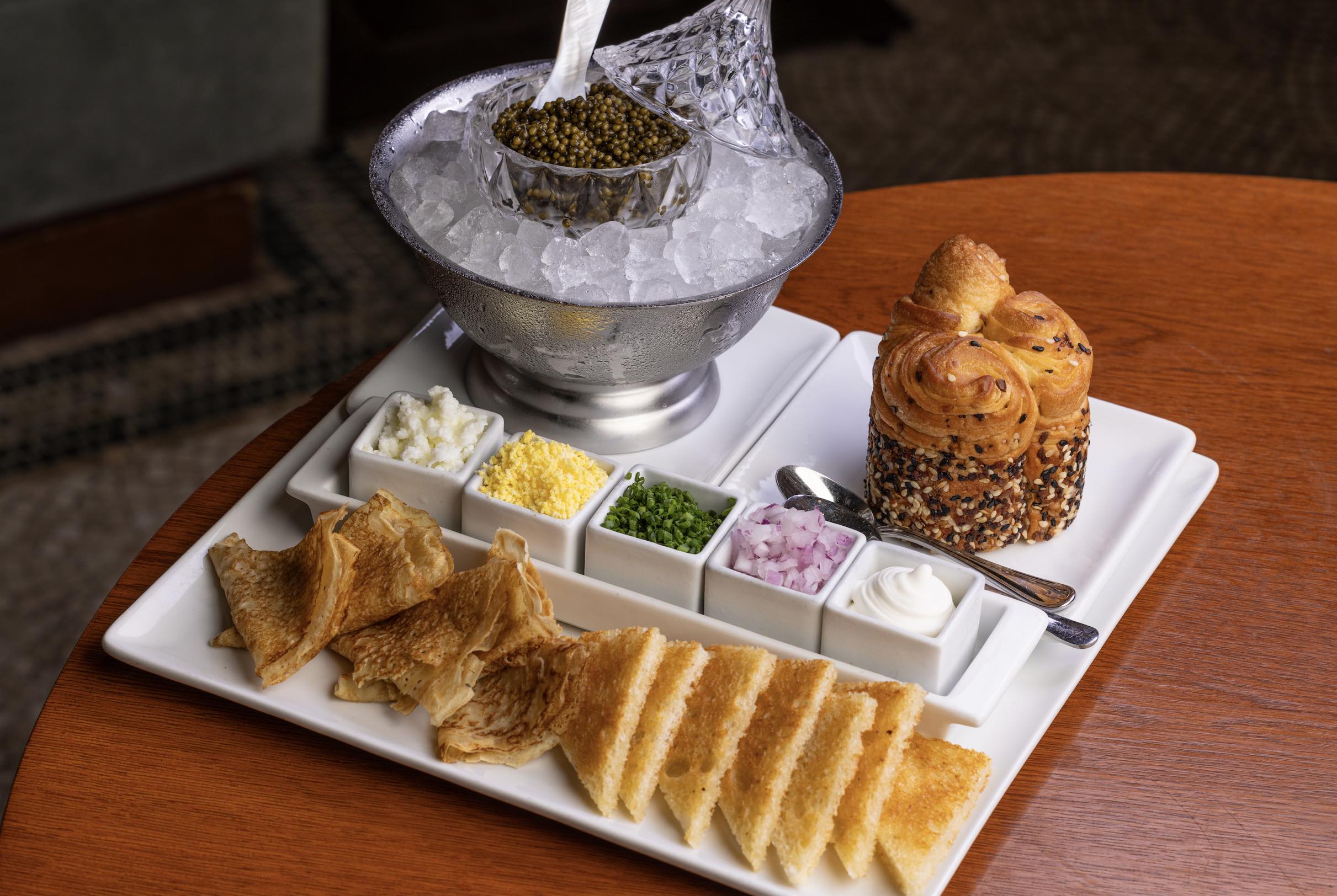 An image of the caviar service at Saltie GIrl.