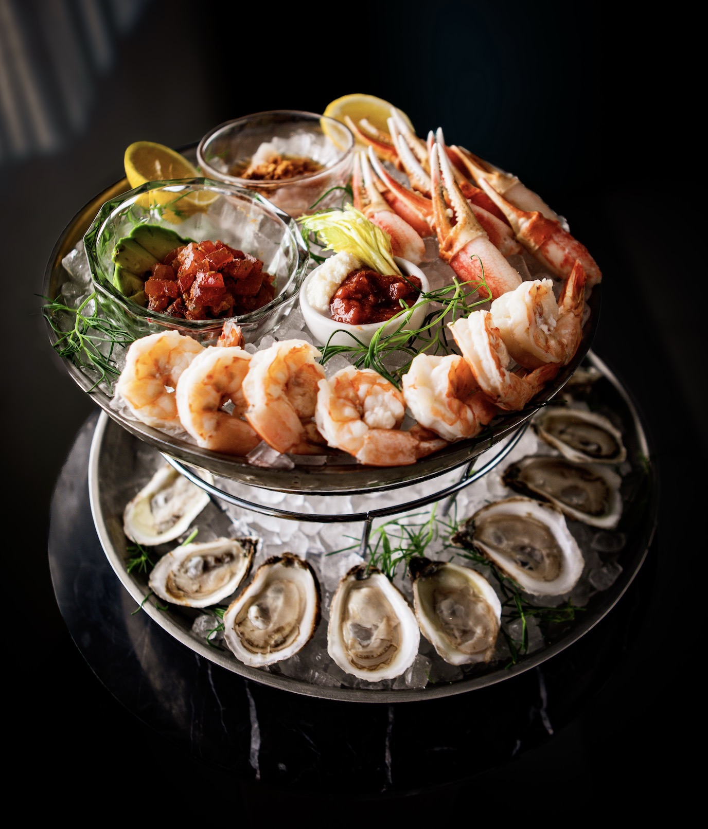 An image of the seafood tower at Sirena.