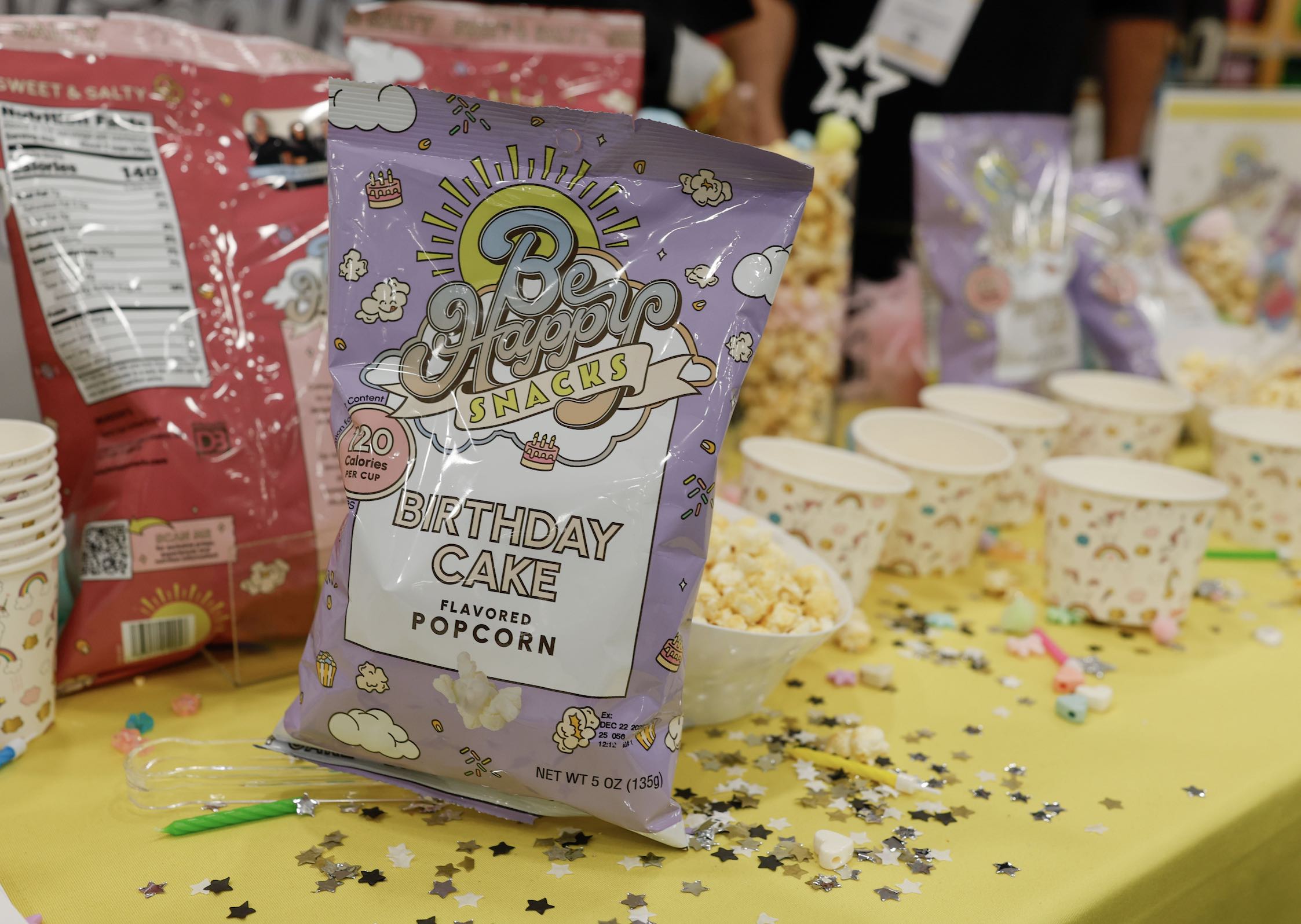 An image of the Birthday Cake popcorn from Be Happy Snacks.