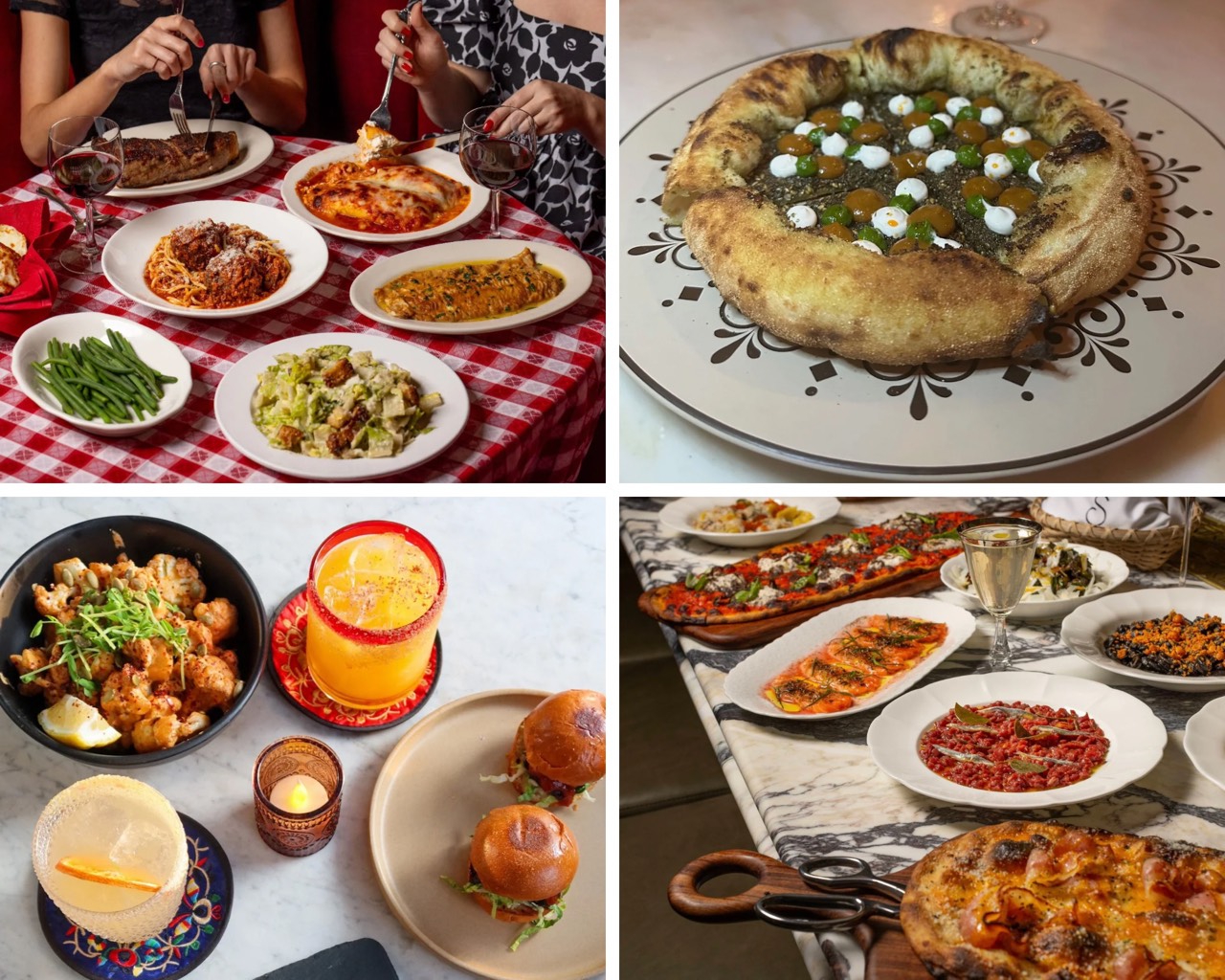 An image with 4 images of food from 4 restaurants in West Hollywood.