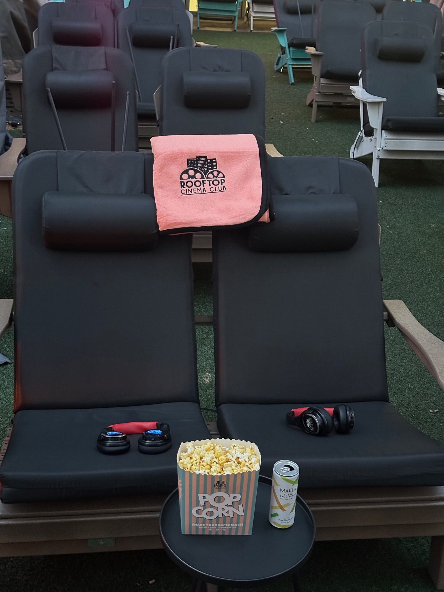 An image of the setup at Rooftop Cinema Club.