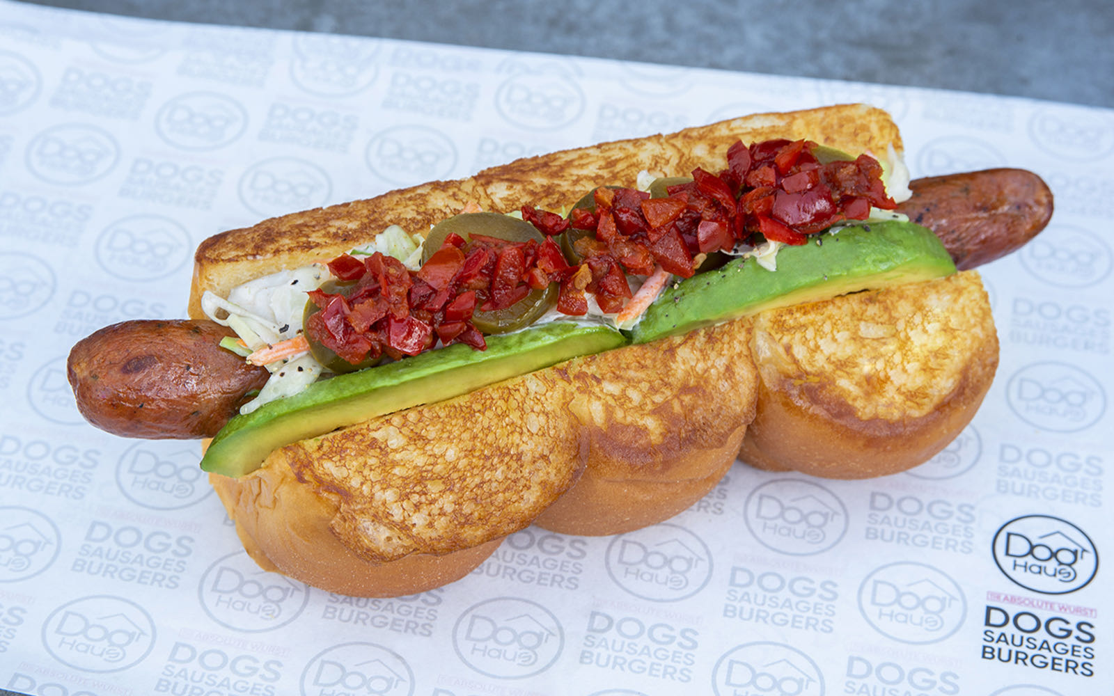 An image of the spicy Tex Mex spicy dog at Dog Haus.