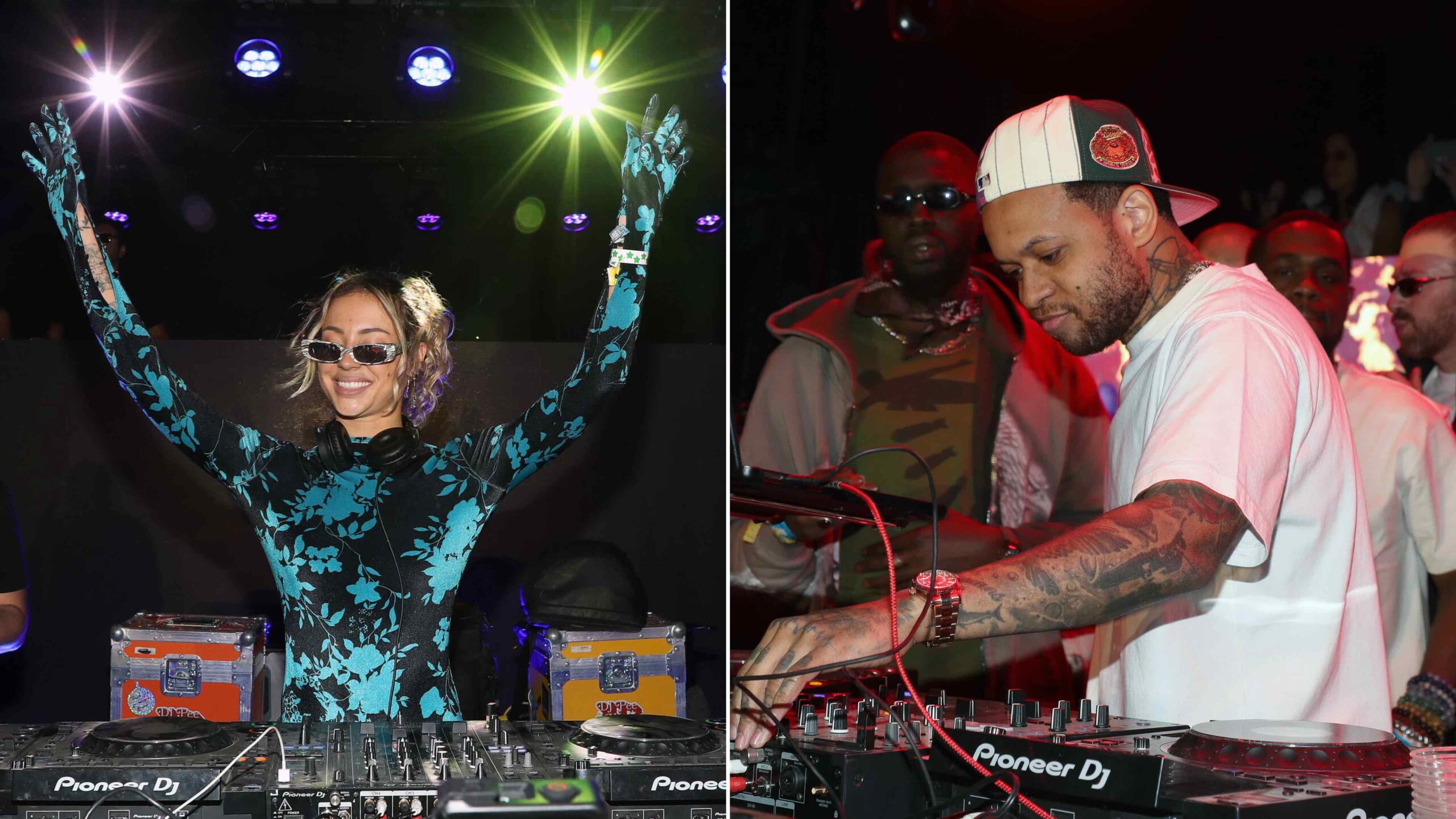 An image of PATRÓN Tequila partner Charly Jordan (l), and Chase B ignite the dance floor with their electrifying mixes at PATRÓN EL ALTO Tequila, Neon Carnival 2025