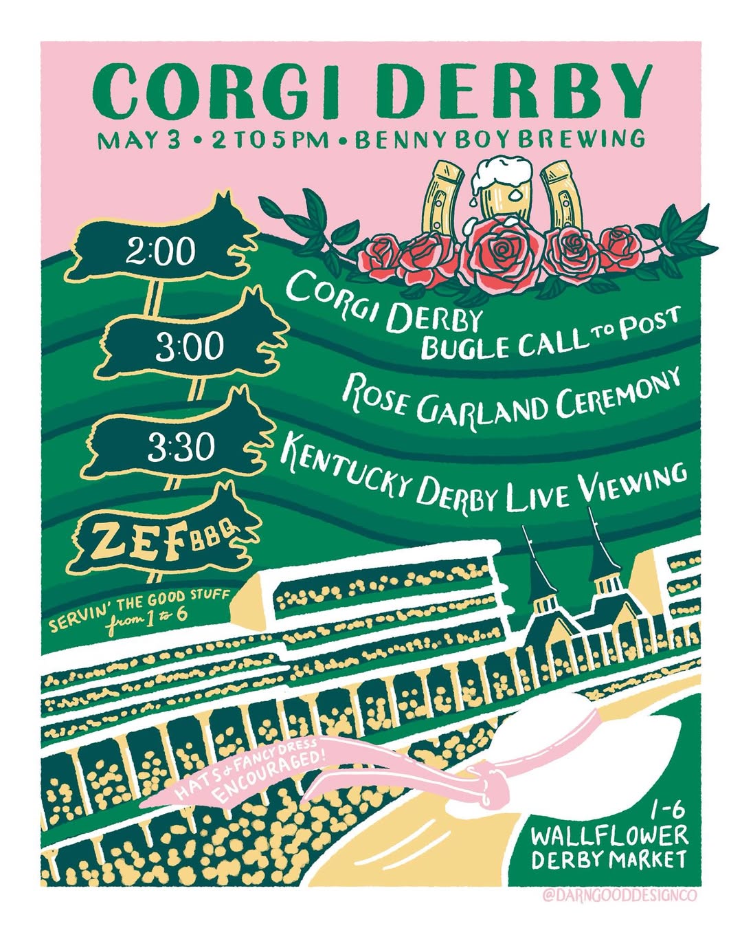 An image of the flyer for the Corgi Derby at Benny Boy Brewing.