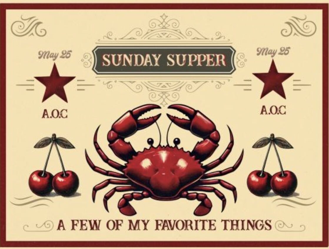 An image of the flyer for the AOC sunday supper.