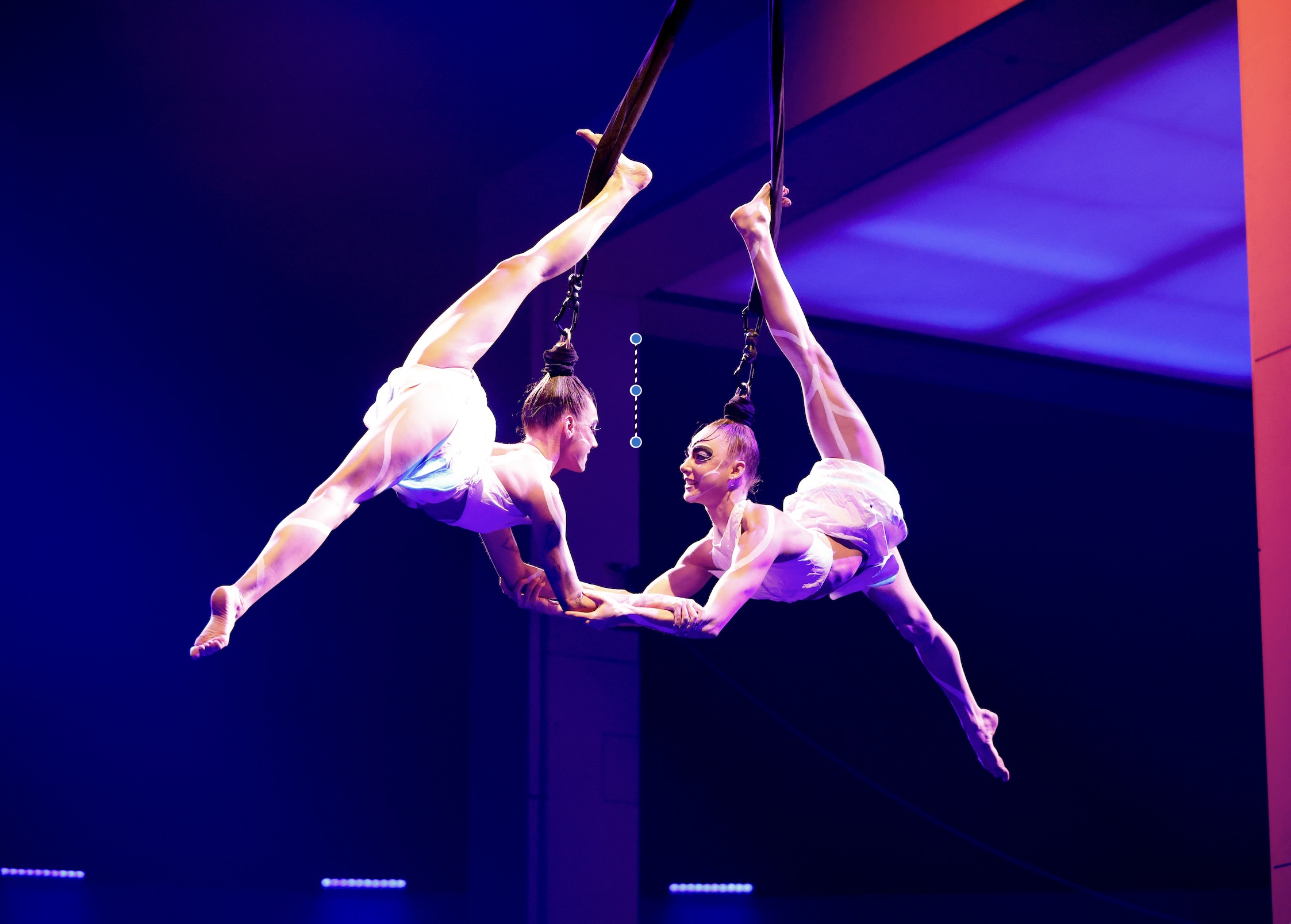 An image of two of the acrobats in the new cirque show ECHO.