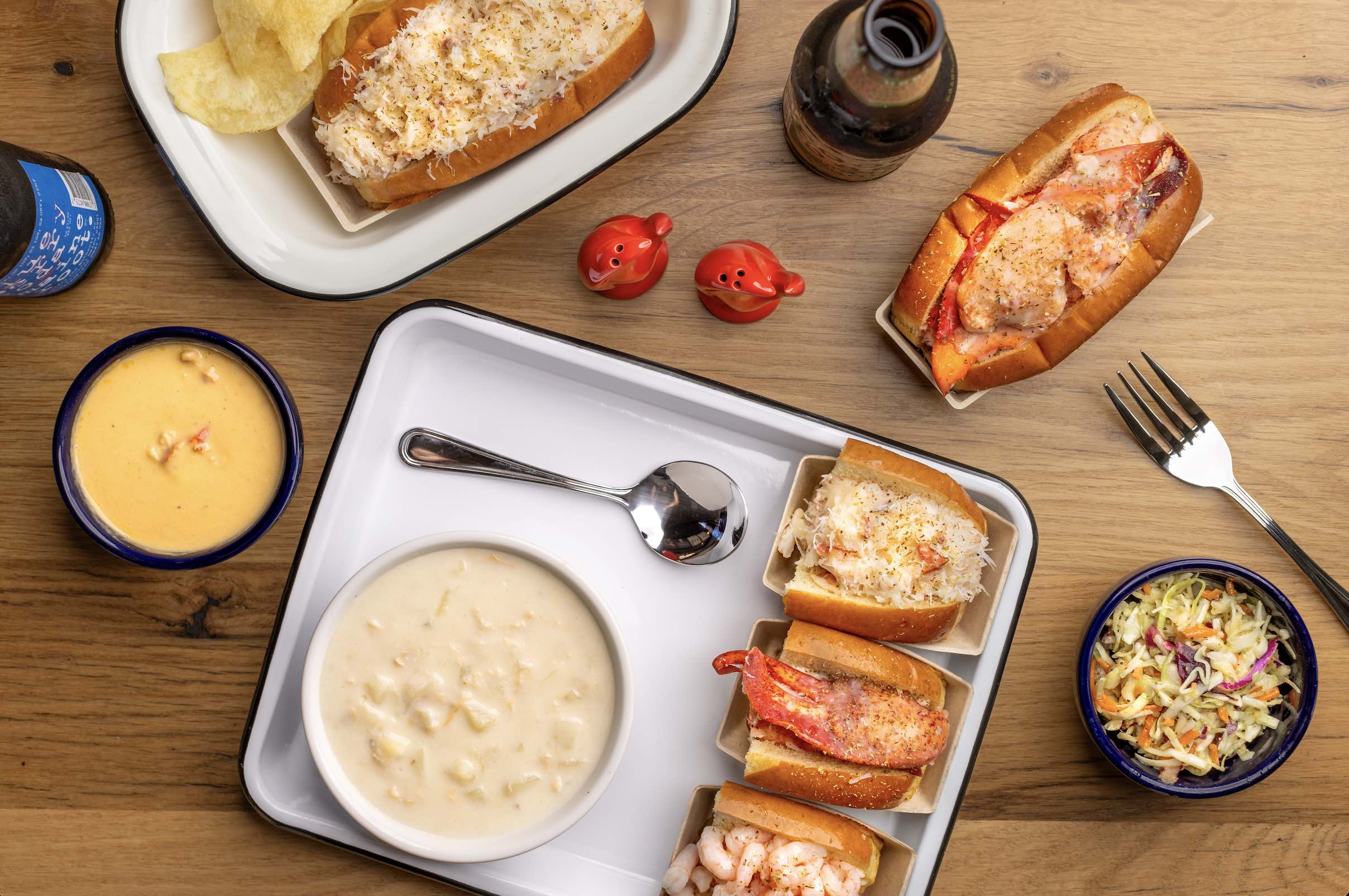 An image of the spread at Luke's Lobster Rolls.