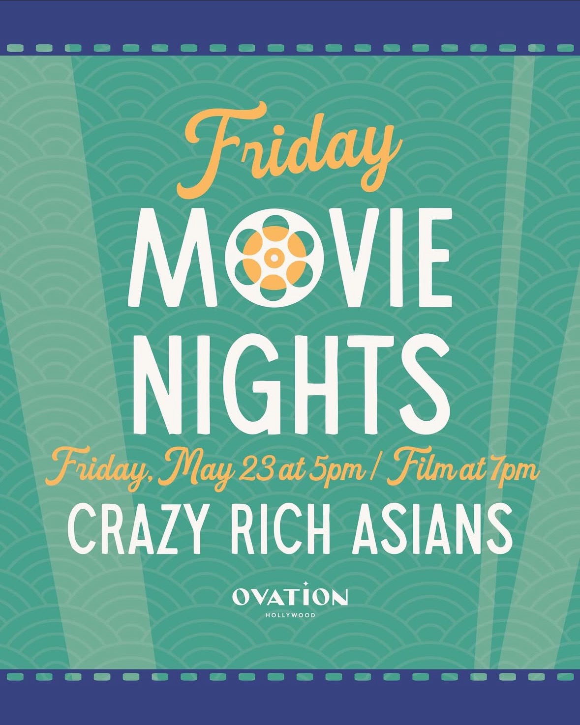 An image of the flyer for the Friday Movie Nights series at The Ovationl