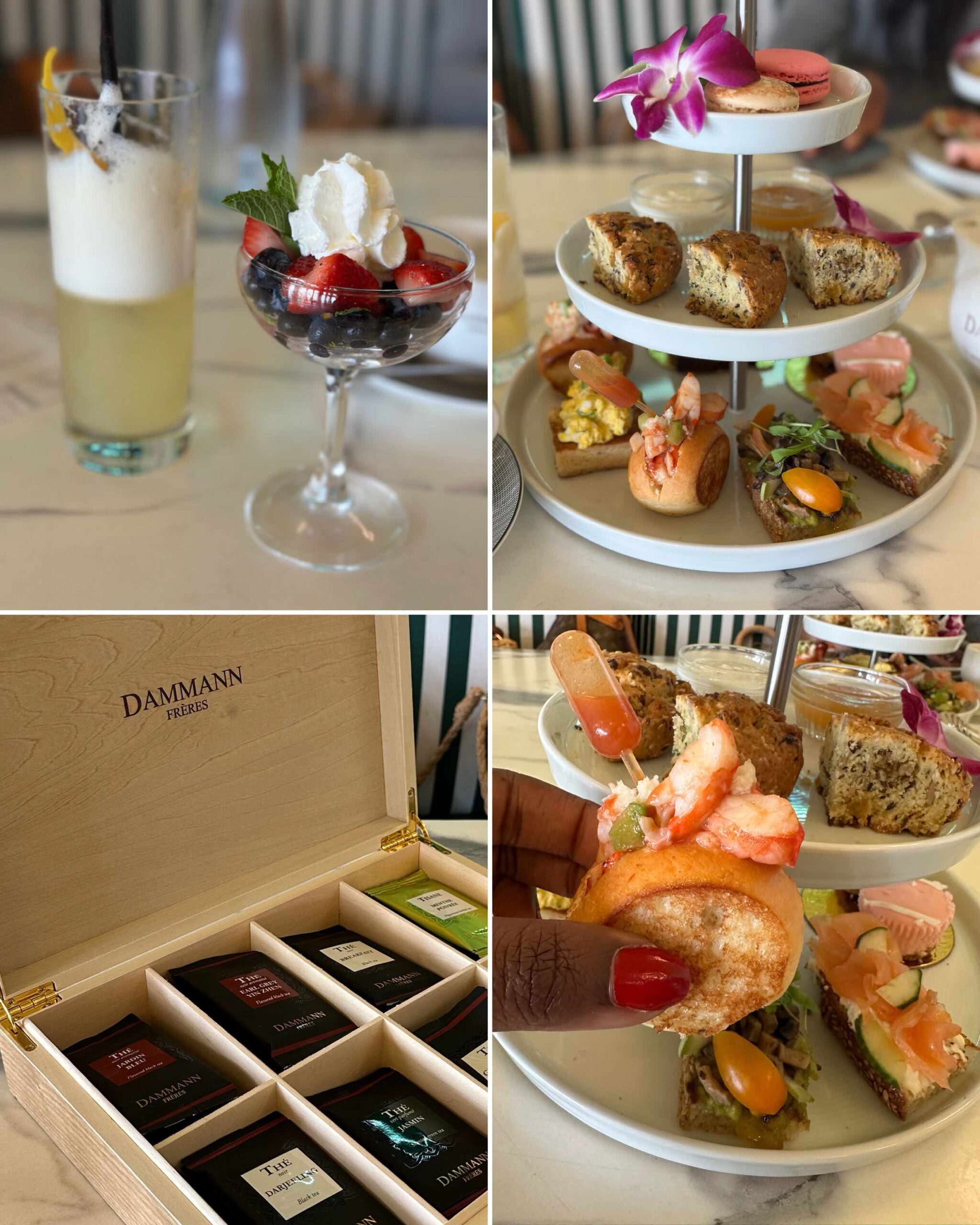 An image of a collage of 4 images from SALT's high tea.
