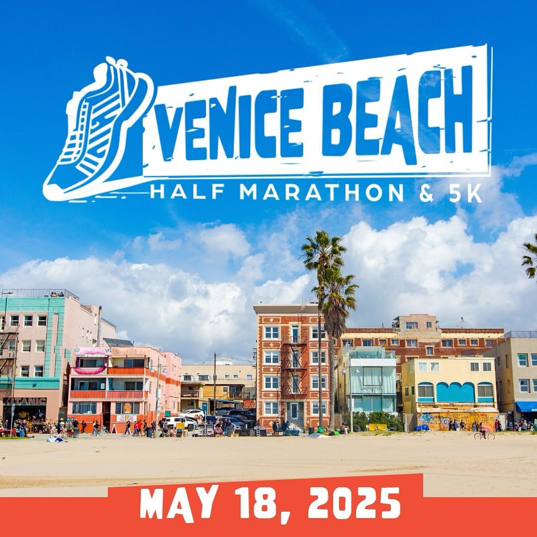 An image of the flyer for the inaugural Venice Beach Half Marathon and 5K (VBHM).