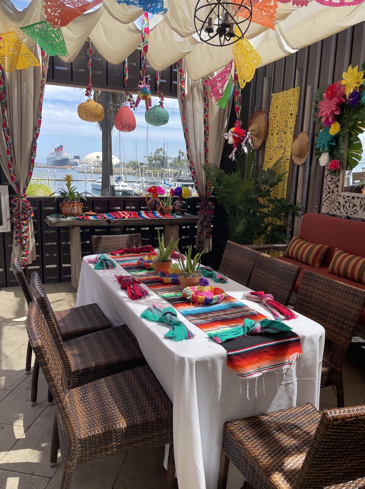 An image of the decorations for the upcoming Hotel Maya "Cinco De Maya" celebration.