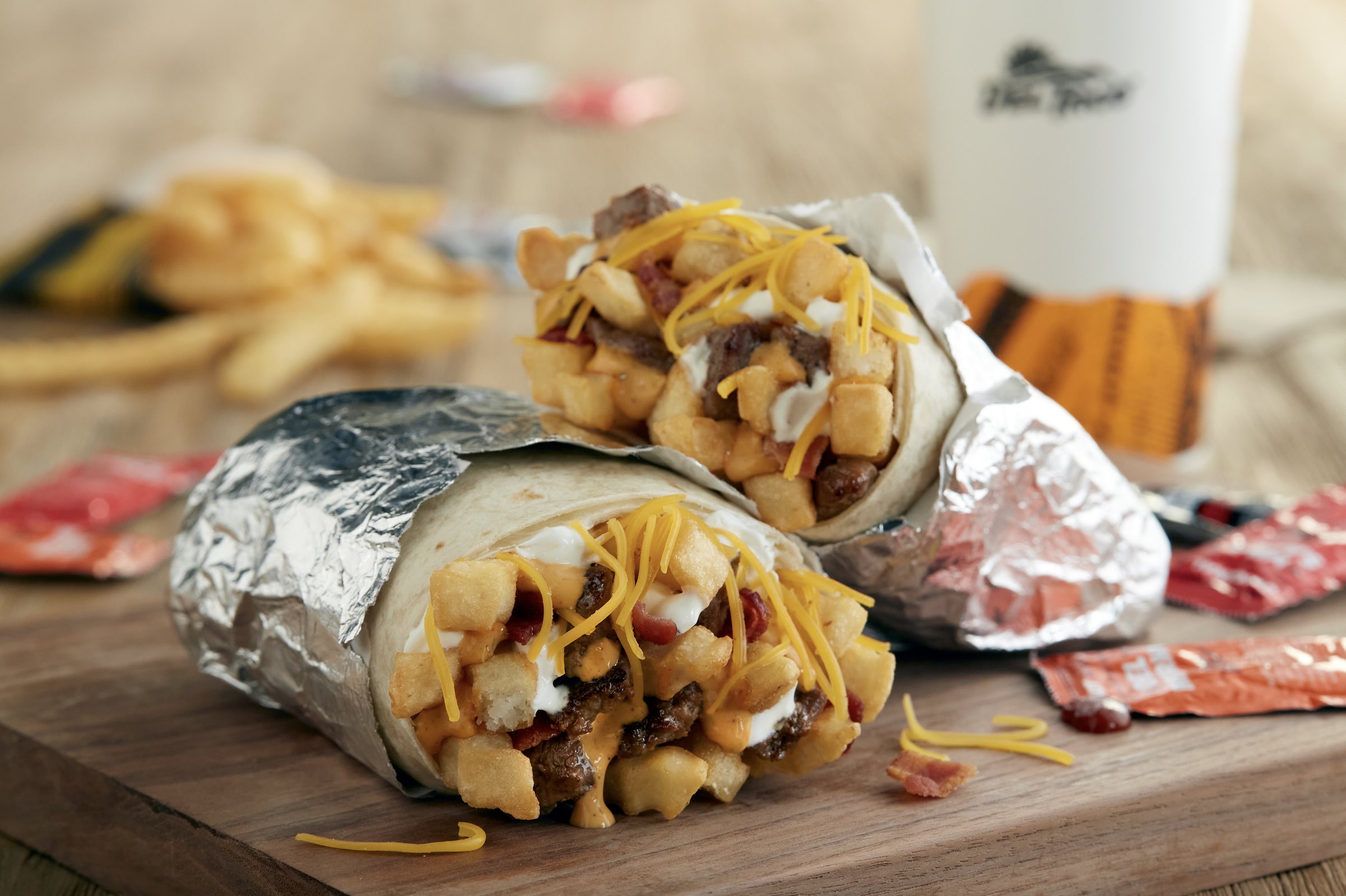 An image of a Del Taco burrito