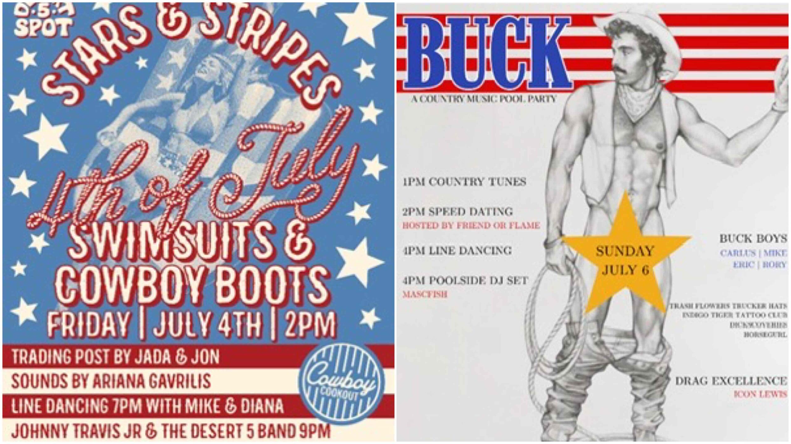 An image of the flyers for the Two All-Day Rooftop Parties at Desert 5 Spot.