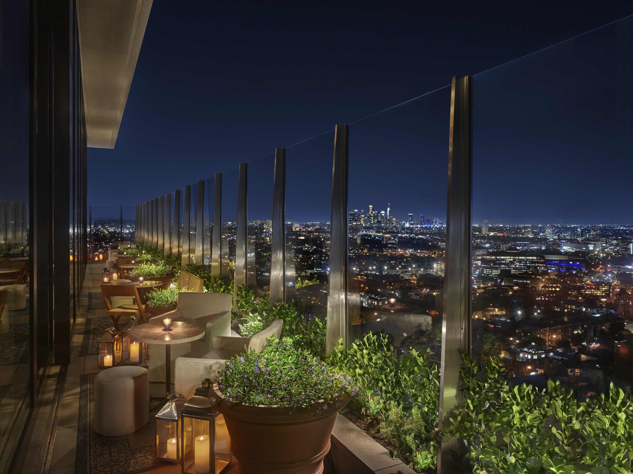 An image of the outdoor seating at The Roof at the West Hollywood EDITION.