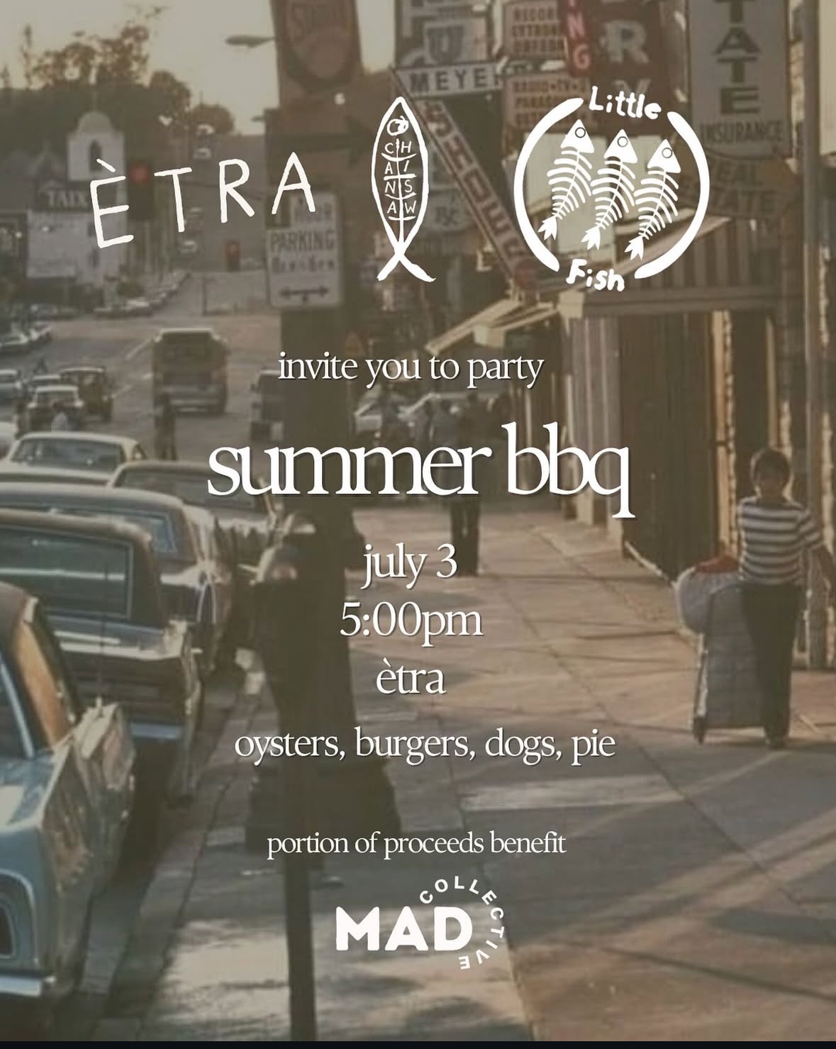 An image of the flyer for the Ètra block party-style event